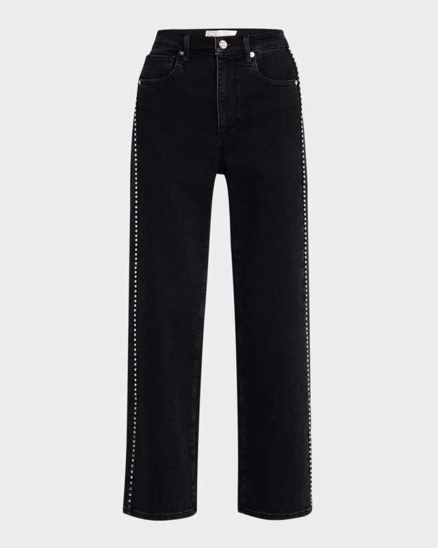 Le Sleek Straight Studded Jeans